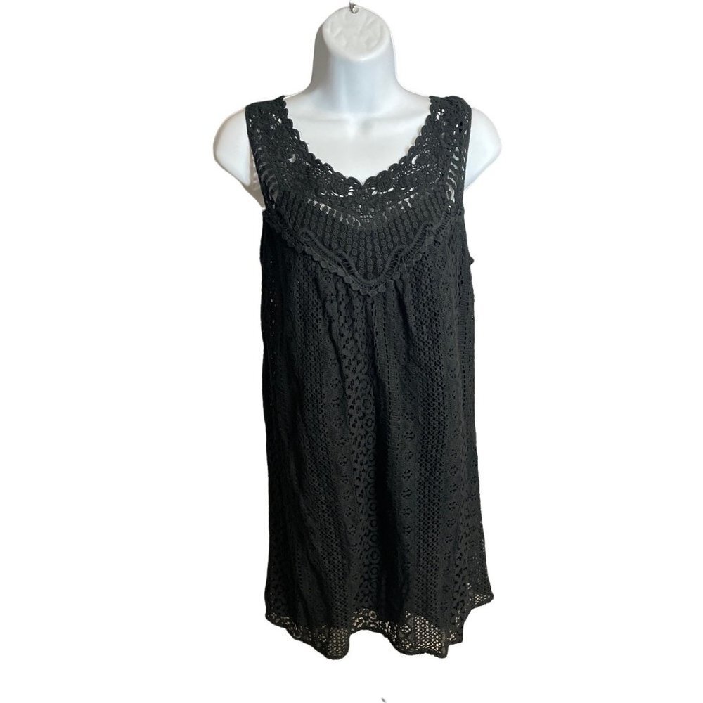 Kori Black Sleeveless Crocheted Lacy Cocktail Dress Sz S